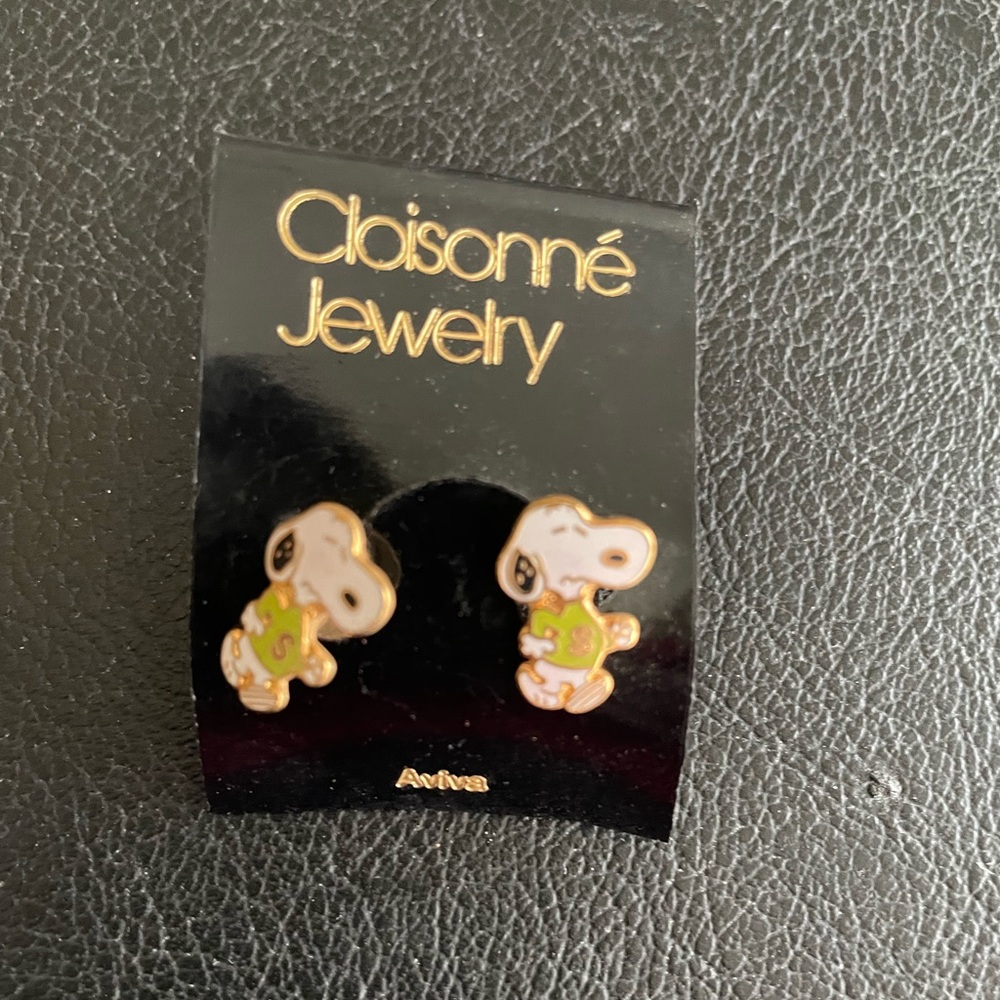 Snoopy rare vintage cufflinks - varsity engraved sweater